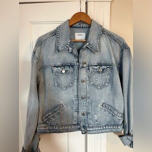 NWT Old Navy Jean Jacket, destroyed style with light wash, Size L